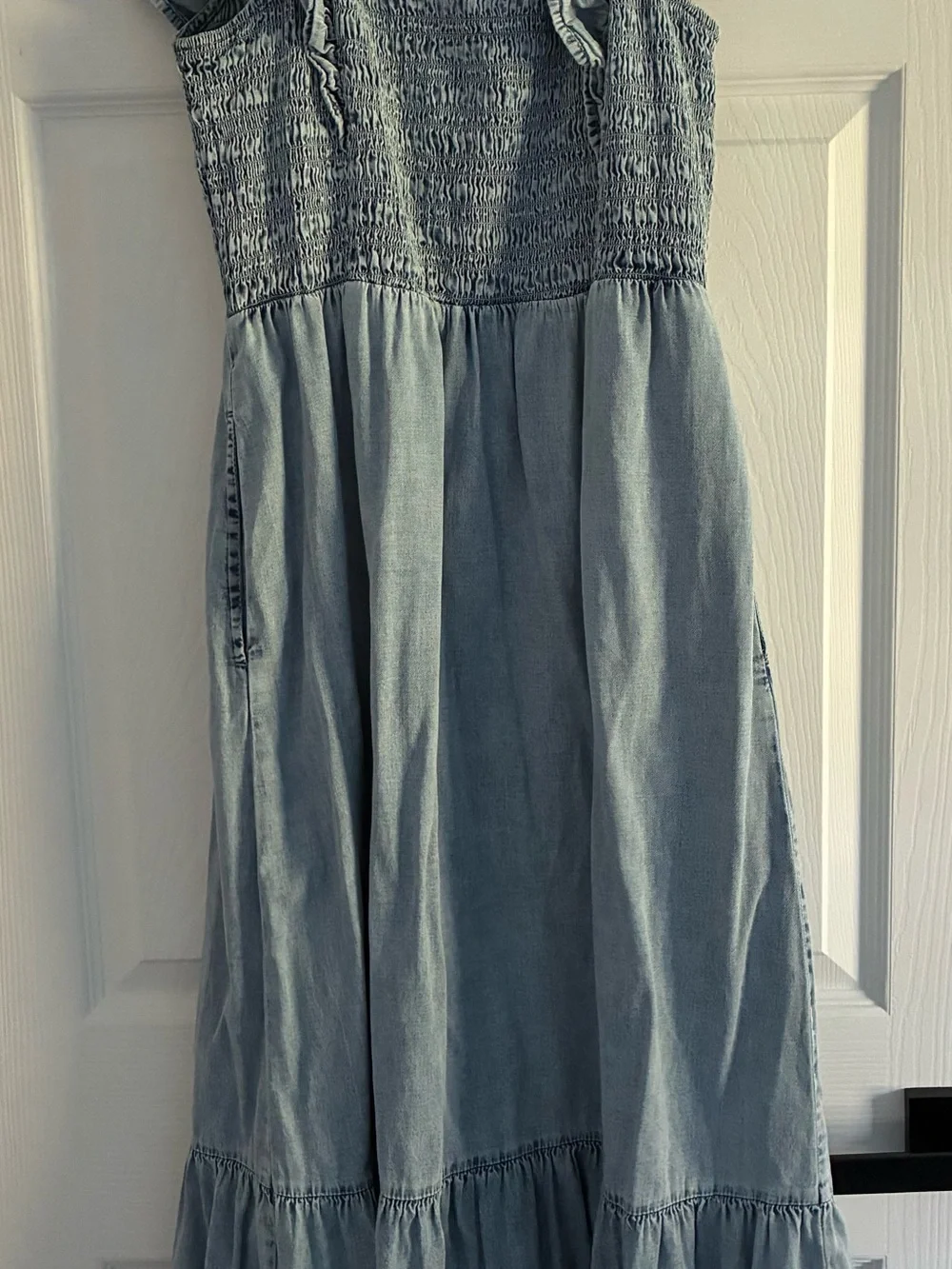 GAP Light Blue Smocked Long Strapless Dress Medium - Picture 5 of 5